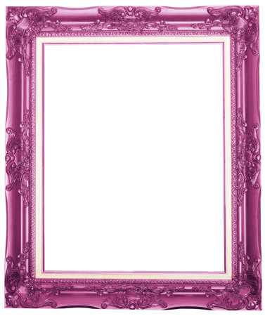 the purple antique picture frame isolated white background
