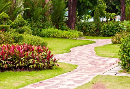 stone walkway in the parkの写真素材