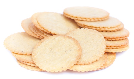 thin biscuit isolated on a white backgroundの写真素材