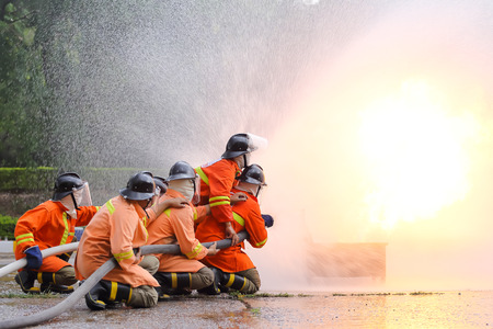 Firefighters training exerciseの写真素材