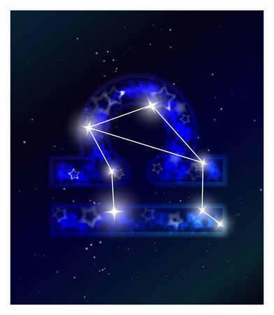 Horoscope and zodiac constellation on the starry skyのイラスト素材