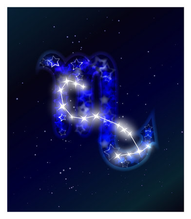 Horoscope and zodiac constellation on the starry sky