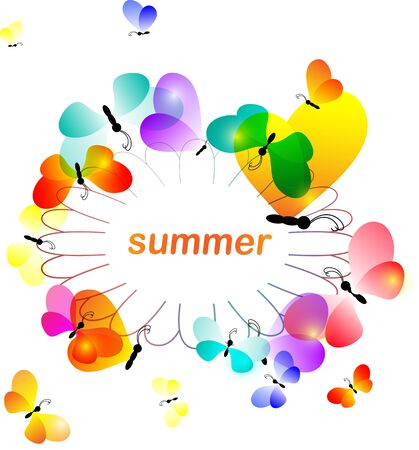 Many butterflies on one flower on a whiteのイラスト素材