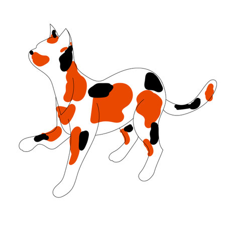 Vector illustration of a cat on a white background. isolated object.のイラスト素材