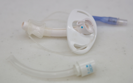 silicone tracheostomy tube have two pieces instrument , outer and inner tube.の写真素材