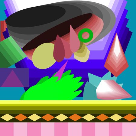 Abstract geometric art design with difference shapes and texture, Vector.のイラスト素材