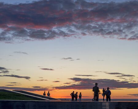 The people of Nizhny Novgorod enjoy beautiful sunset, summer 2015.のeditorial素材