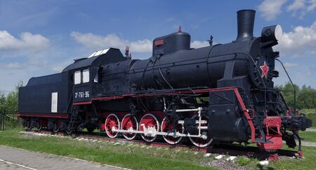 The Museum of old steam locomotives near the Sorting station, the city of Nizhny Novgorod, Russia, 2015 The Museum of old locomotives in the open in Nizhny Novgorod, Russia. 2015.のeditorial素材