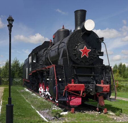 The Museum of old steam locomotives near the Sorting station, the city of Nizhny Novgorod, Russia, 2015 The Museum of old locomotives in the open in Nizhny Novgorod, Russia. 2015.のeditorial素材