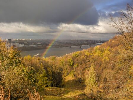 The city of Nizhny Novgorod, Oka river, the slopes of the Park Switzerlandの写真素材