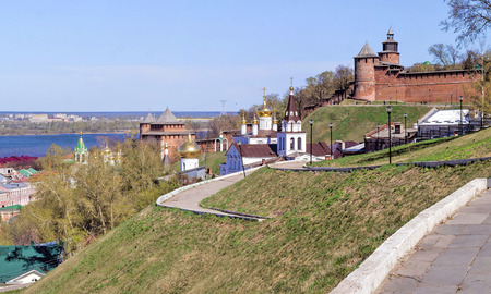Russia, Nizhny Novgorod. View of the Nizhny Novgorod Kremlin from the embankment of Fedorovskyの写真素材