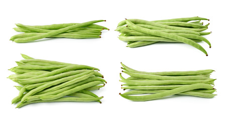 green beans on white backgroundの写真素材