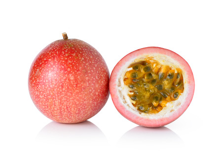 Passion fruit isolated on white backgroundの写真素材