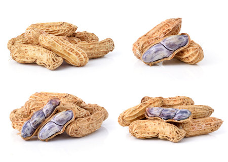 Peanuts on white background