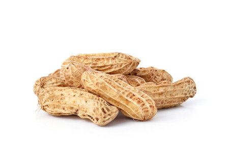 Peanuts on white background