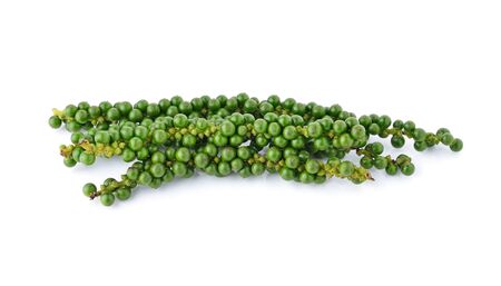 green peppercorns isolated on white backgroundの写真素材