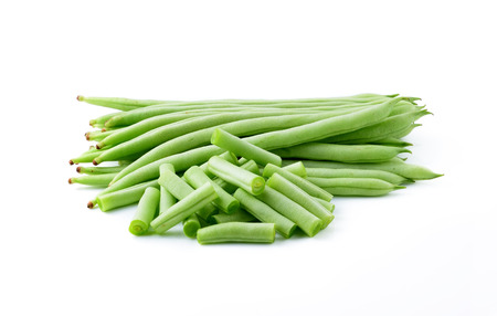 green beans on white backgroundの写真素材