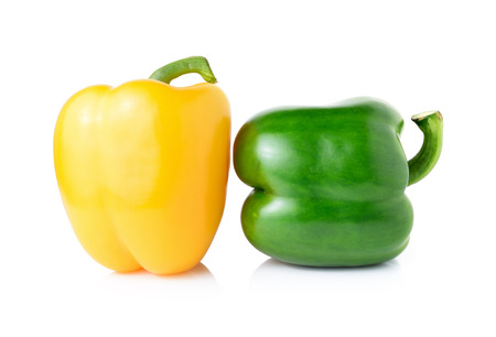 yellow green pepper onwhite backgroundの写真素材