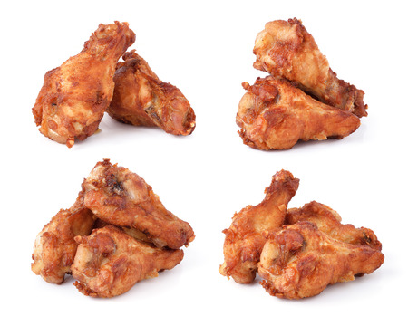 Fried chicken on white backgroundの写真素材
