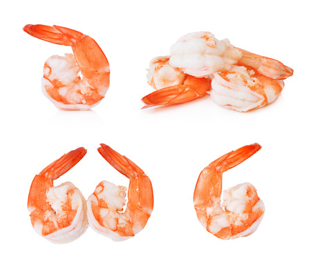Boiled shrimp isolated on white backgroundの写真素材