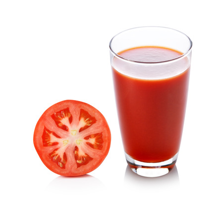 Fresh tomato juice isolated on white backgroundの写真素材