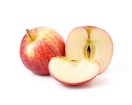 Red apple isolated on white backgroundの写真素材