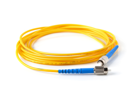 Fiber optic cable on white backgroundの写真素材