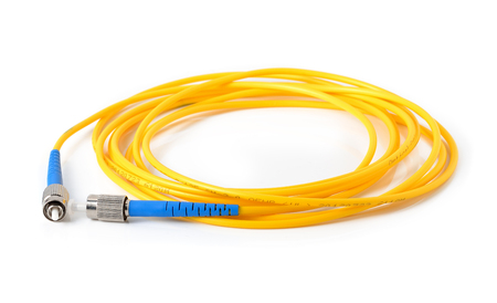 Fiber optic cable on white backgroundの写真素材