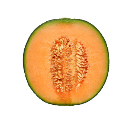 cantaloupe melon on white backgroundの写真素材