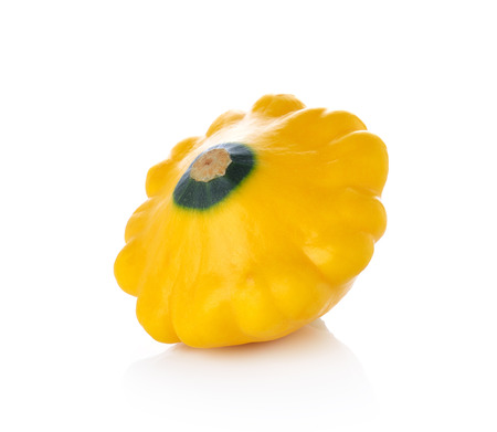 Yellow zucchini isolated on white backgroundの写真素材