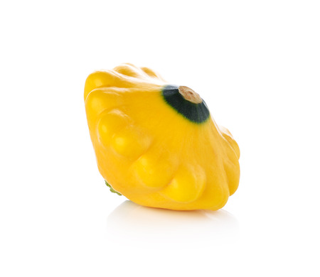 Yellow zucchini isolated on white backgroundの写真素材
