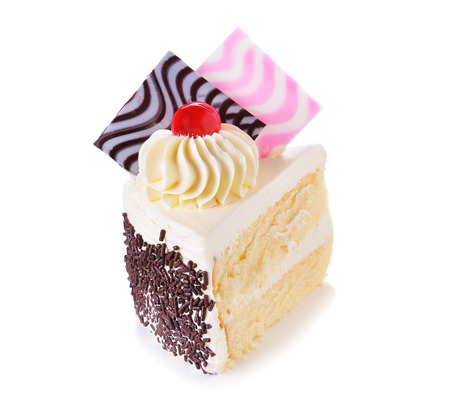 Fancy a piece of cake on white backgroundの写真素材