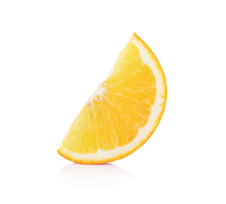 Orange fruit sliced isolated on white backgroundの写真素材
