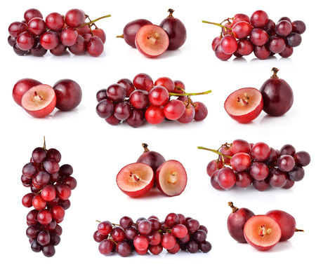 red grapes isolated on whiteの写真素材