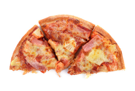 Slice of pizza on white backgroundの写真素材