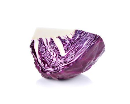 Red cabbage isolated over a white background.の写真素材