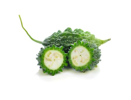 Bitter melon on white backgroundの写真素材