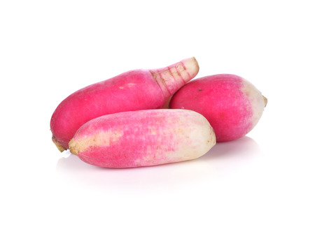 red radishes on a white backgroundの写真素材