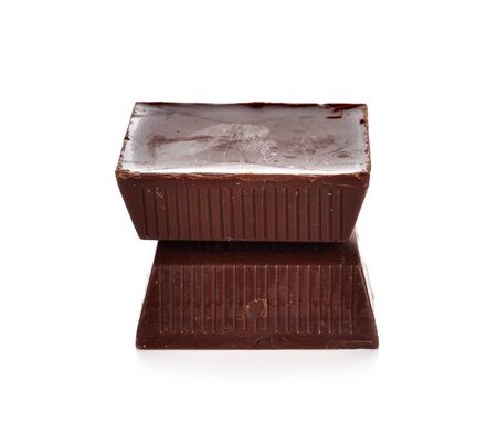 chocolate pieces on white backgroundの写真素材