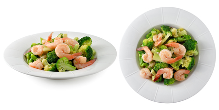 Thai healthy food stir-fried broccoli with shrimpの写真素材