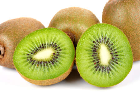kiwi fruit on white backgroundの写真素材