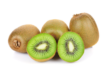 Fresh kiwi fruit on white backgroundの写真素材