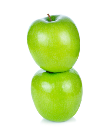 Green apple isolated on white backgroundの写真素材