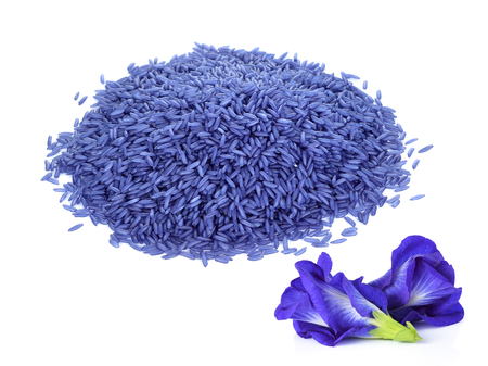 Jasmine rice coated with butterfly pea.の写真素材