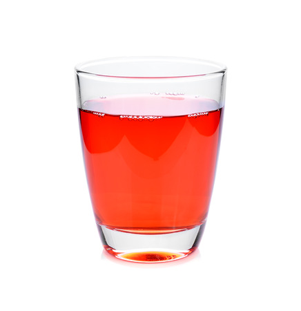 strawberry juice in glass isolated on white backgroundの写真素材