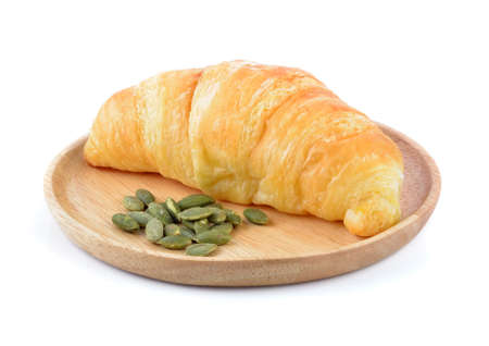 fresh croissant on white backgroundの写真素材