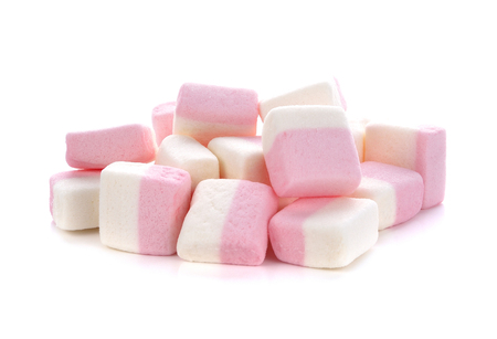 sweet marshmallows on white backgroundの写真素材
