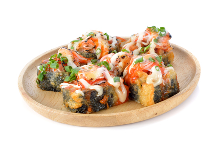 sushi rolls isolated on whiteの写真素材
