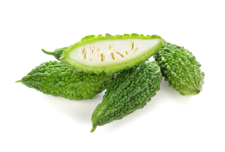 Bitter melon on white backgroundの写真素材