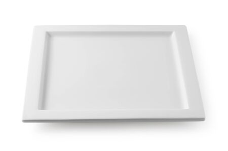 Empty ceramic plate isolated on whiteの写真素材